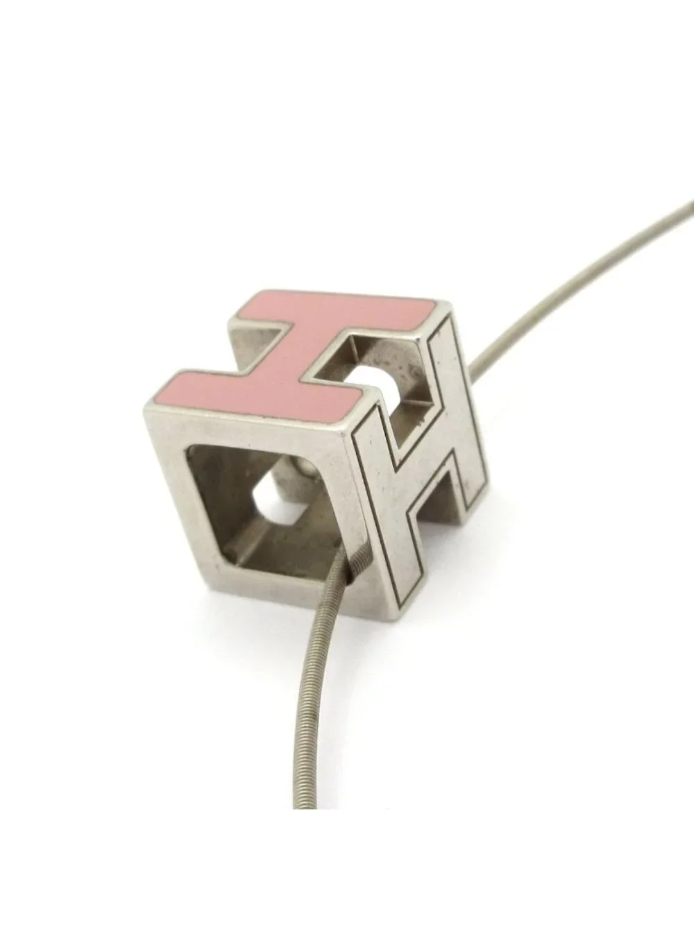 Hermes Necklace Cage D'h Silver Pink